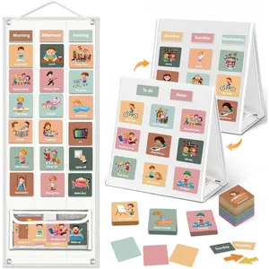 Large Double-Sided Visual Schedule Board for Kids, Chore Reward & Bedtime Routine Chart for Toddlers with 109 Cards for Home School Planner, Autism Learning Materials (White)
