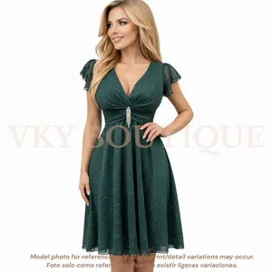 Sparkly Flutter Sleeve Midi Dress