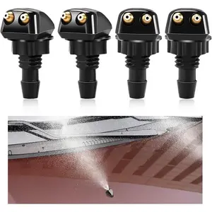 4 count Front Windshield Washer Nozzles, Double-Hole Windscreen Washer Sprayer Straight Column Jet,  Front Windshield Wiper Nozzle  Kit for