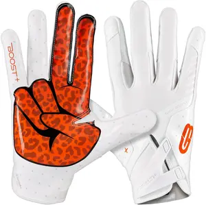 Grip Boost Peace Stealth 6 Boost Plus Youth Football Gloves - White/Orange