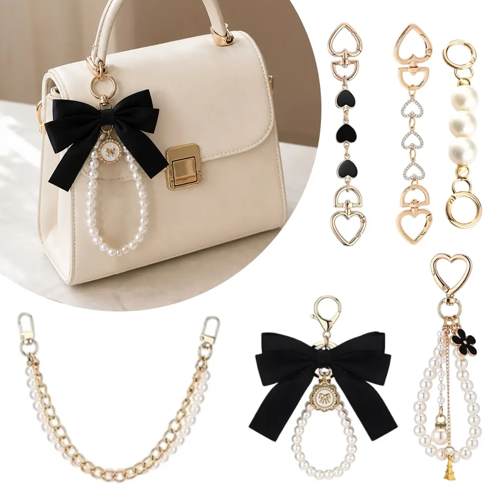 6-pcs bag accessory set, including bag extension chain and keychain, detachable, suitable for DIY shoulder bags, crossbody bags, handbags