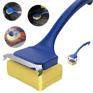 （blue）Bristle Free Steam Grill Brush with Scraper, Grill Brush for Outdoor Grill,  BBQ Grilling Accessories BBQ Brush Non Metal Bristles, Grilling Accessories Fit Most Grills, Gifts for Men Dad Husband
