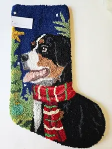 Peking Handicraft Bernese Mountain Dog Hooked Christmas Stocking- Wool 21"