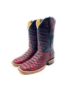 Cowboy Boot Black Cherry Python