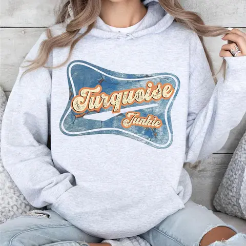 Stylish Gray Western Turquoise Junkie Unisex Hoodie