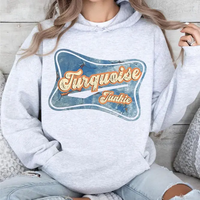 Stylish Gray Western Turquoise Junkie Unisex Hoodie
