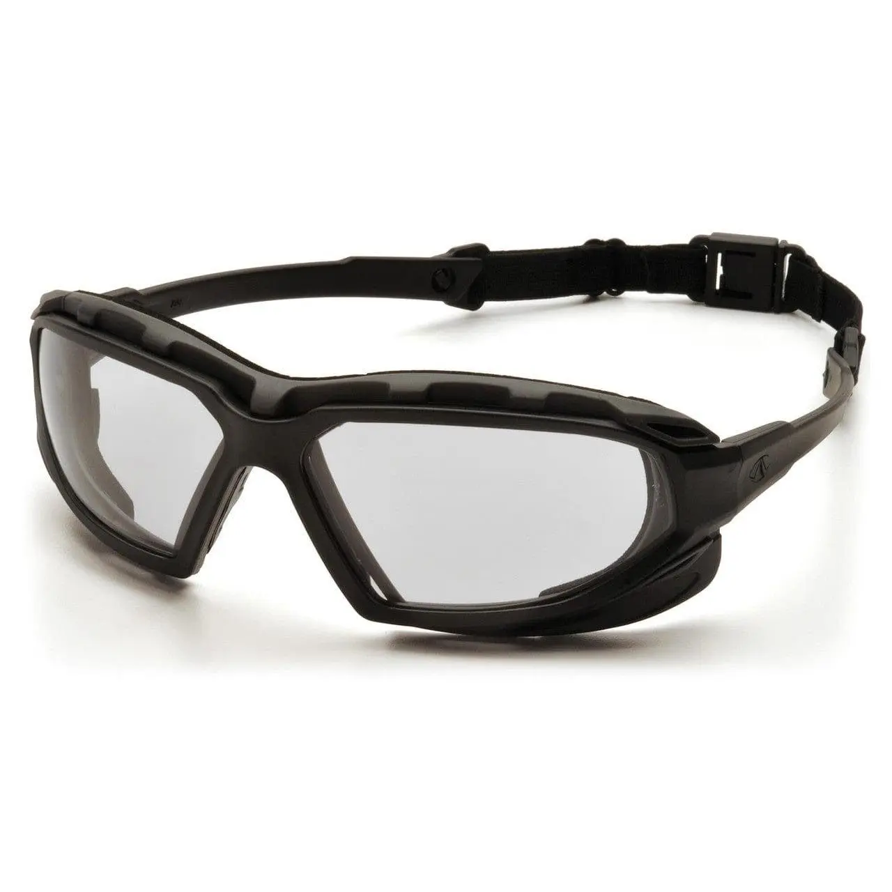 Pyramex Highlander Plus Safety Glasses Black, Foam-Lined, Clear Anti-Fog Lenses
