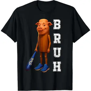 100% Premium Cotton graphic tees Funny Bruh Tung Tung Tung John Pork Dih Brainrot Meme T-Shirt