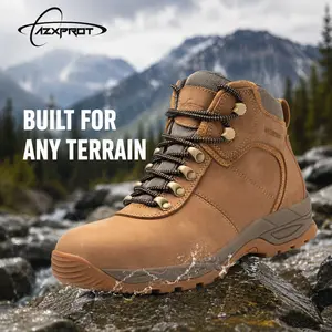 AZXPROT Men’s Waterproof 6" Hiking Boots, Soft Toe Non Slip Leather Outdoor Shoes– Built for Tough Jobs & Trails