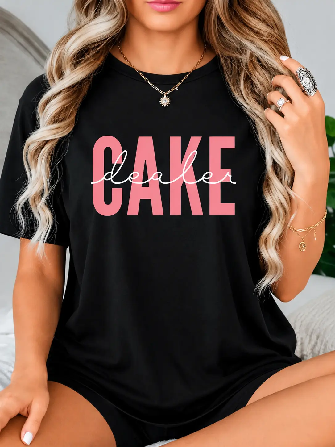 Cake Dealer T Shirt, Funny Dessert Lover Graphic Tee, Baking Shirt for Women, Cute Bakery Gift, Sweet Treat Lover Apparel, Black Casual Shirt