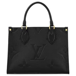 Louis Vuitton OnTheGo Monogram-Embossed Leather Tote Bag for Women, Jungle Style, Black