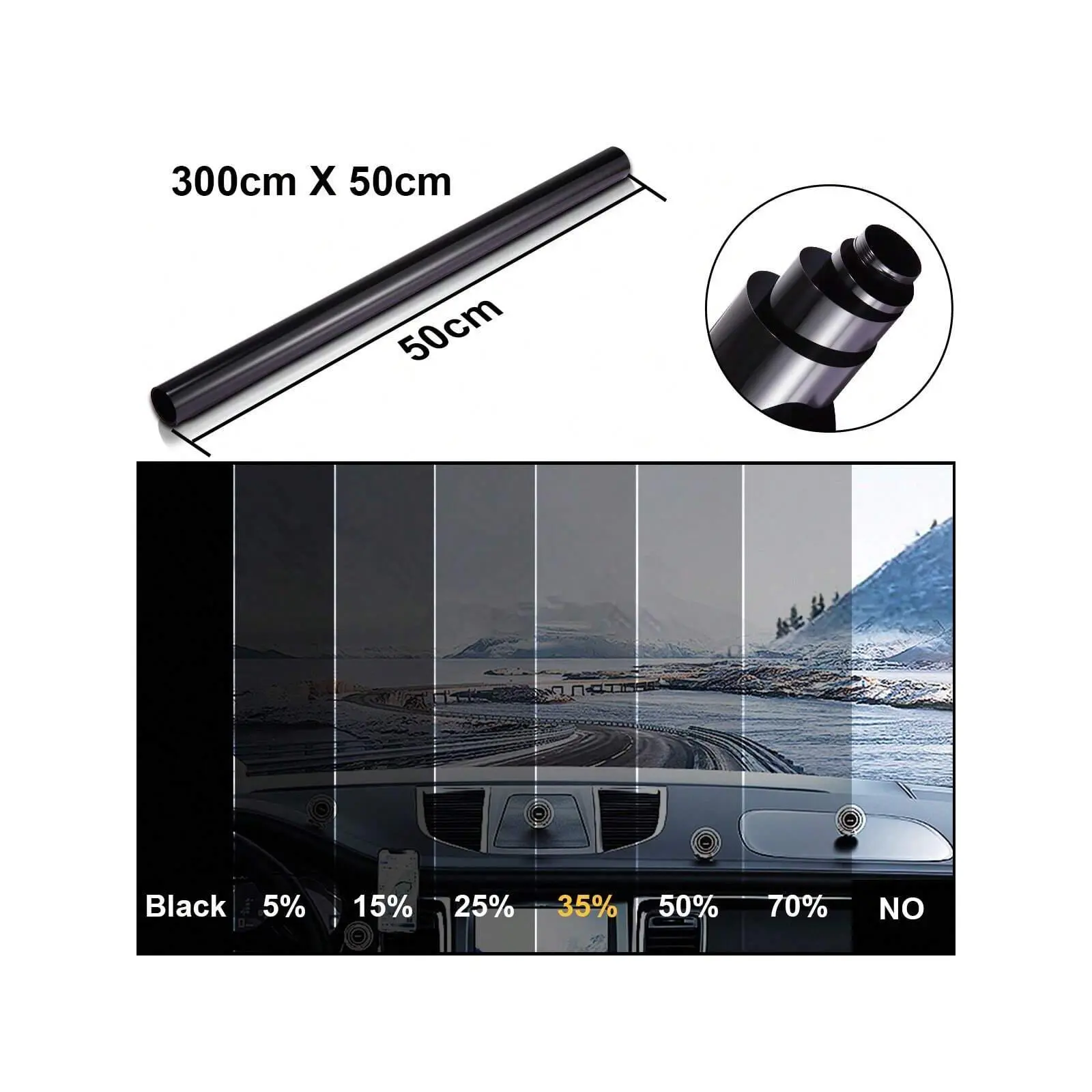 UU.shop 300CM Uncut Roll Window Tint Film 35% VLT 20" X 10ft Feet For Car Home Office Glass Window UV Block Sunshade Tint Film Universal Privacy Security For Car Truck Auto- Any Size & Shade With Free Tools