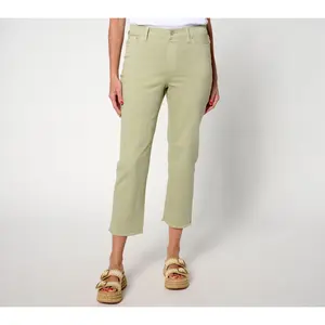 Denim & Co. Easy Stretch Straight Leg Raw Hem Crop Pants