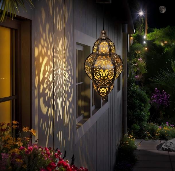 Solar Powered Hanging Lantern Baroque Moroccan Design Waterproof Decorative Garden Light Unique Holiday Party Gift for Patio Yard Home Decor