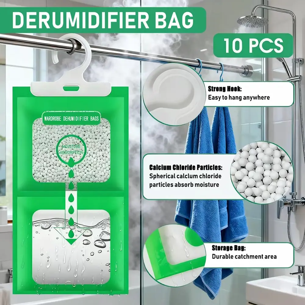 10-Pcs 100g Fragrance-Free Hangable Desiccant Moisture Absorber Bags - Closet Organization, Moisture Control, Mold & Damp Prevention Hanging Dehumidifier (Indoor Recreation Equipment)