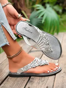 New Summer Women's Sandals, Korean Style Beach Travel Slip-Resistant Soft Sole, Open Toe Flip Flops for Beach Vacation, Comfortable Footwear, Flat Sole Sandals