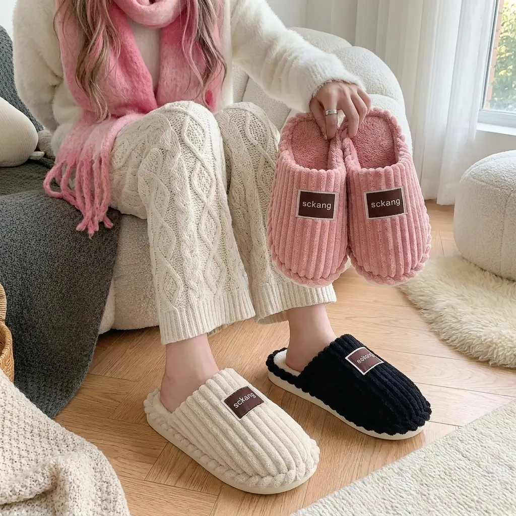 Women's Plush Thick-Soled Warm Soft Indoor-Outdoor Floor Slippers, Postpartum Recovery Footwear