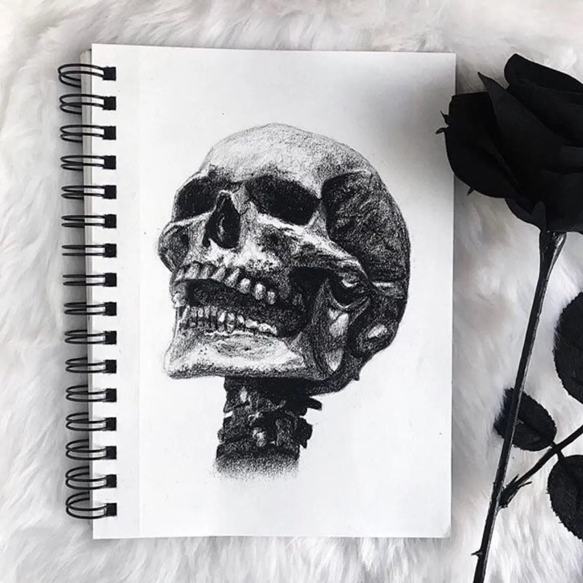 Steph Marie Art Charcoal Skull Art Print with cupid, heart, tattoo art, fine art, charcoal drawing, wall art