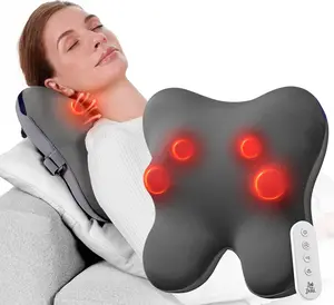 Bob and Brad Heated Back Massager with Remote, EZBack Plus Pain Relief Deep Tissue Electric Shiatsu 3D Kneading Massage Pillow with 3 Level for Neck, Back, Shoulders, Soft Fabric Ideal Gifts