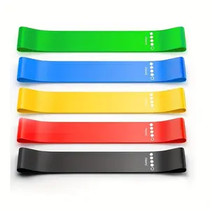 Purple Resistance Bands 5 Piece Set Portable Gradient Elastic Workout Bands for Yoga Gym Pilates Light Tension Strength Training Stackable Design