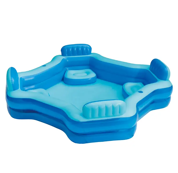 Bluescape Blue Deluxe Comfort Inflatable Family Swimming Pool, 4 Seats, Square, Age 6 & up