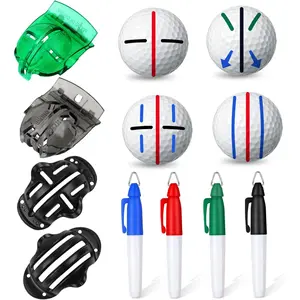 8 count Golf Ball Marker Liner Drawing Marker, 4 Golf Ball Marker Stencil and 4 Color Golf Ball Markers, Golf Ball Line Marker Tool, Golf Ball Alignment Marking Tool for The Golfer