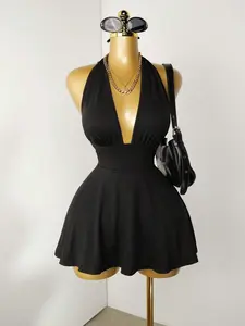 Women's Deep V Neck Romper | Backless Bodycon One Piece | Sexy Summer Party Outfit