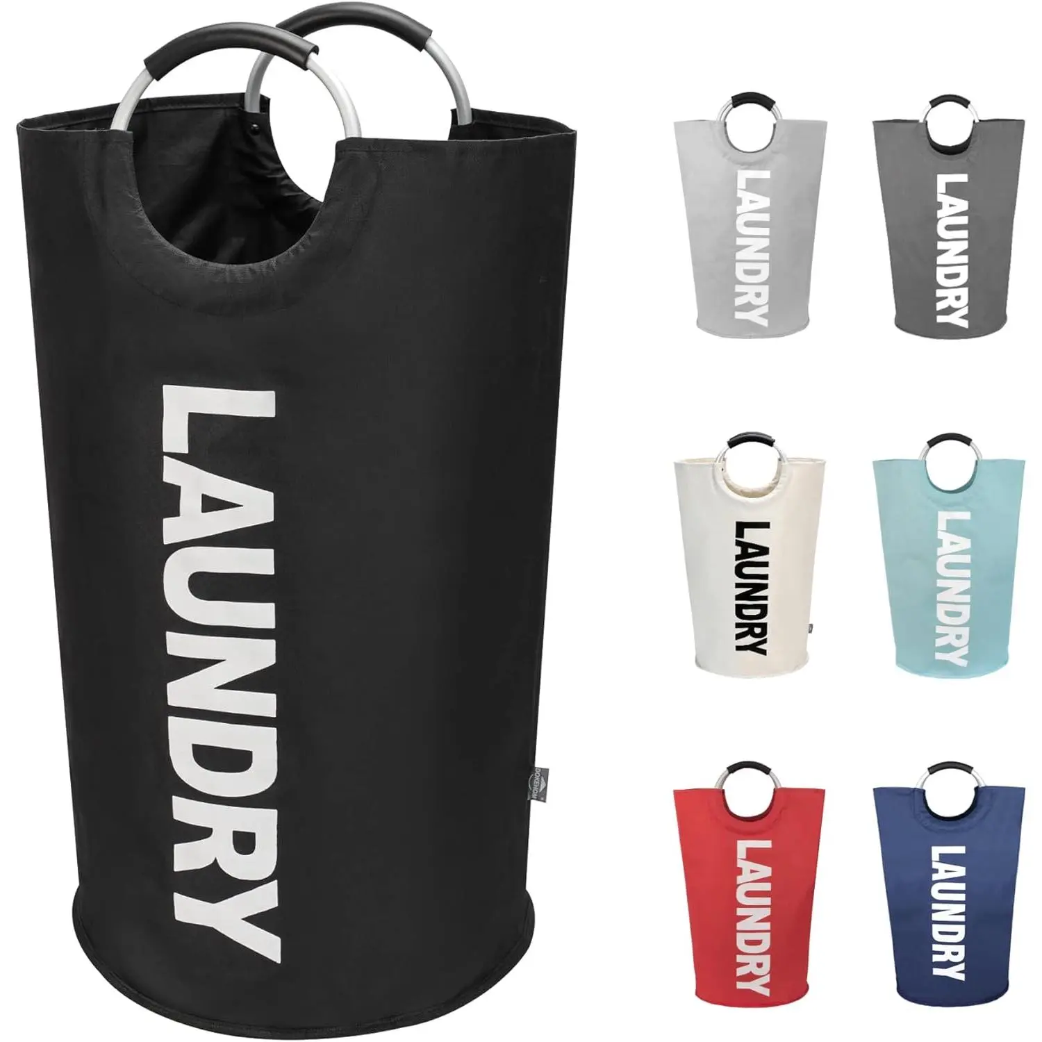 115L Round Modern Oxford Fabric Laundry Basket - Freestanding Tall, Waterproof, Foldable Laundry Hamper for Home Supplies, Room Decor (Black)