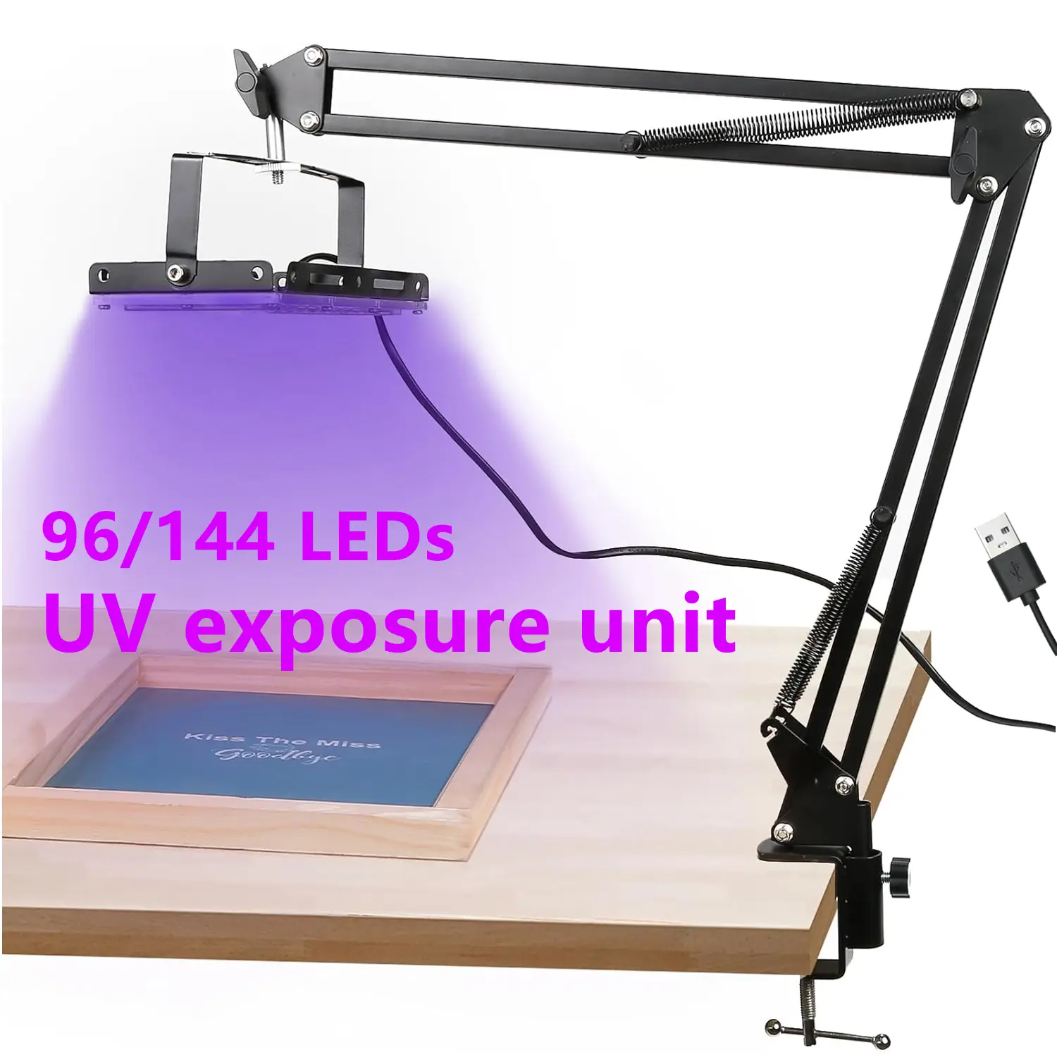 UV Exposure Light Kit with 96/144 LEDs, Retractable Adjustable Stand for Screen Print, Screen Plate, Film, Hot Stamp Printing, Pad Printing