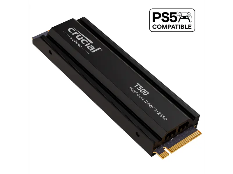 Crucial T500 1TB Gen4 NVMe M.2 Internal Gaming SSD with Heatsink, Up to 7300MB/s, PlayStation 5 Compatible + 1mo Adobe CC All Apps- CT1000T500SSD5