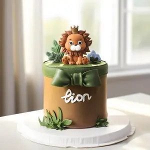 Cute Lion King Cake Decoration Insert, Cartoon Animal Design for Kids' Birthday Party Dessert Table Decor, Fun Sweet Treat Accessory