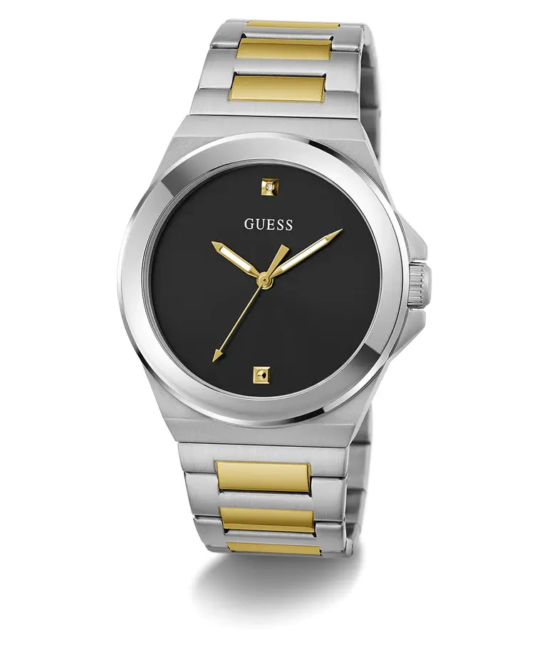 Guess Genuine Diamond Silver Tone Two-Tone Mens Watch GW0833G3