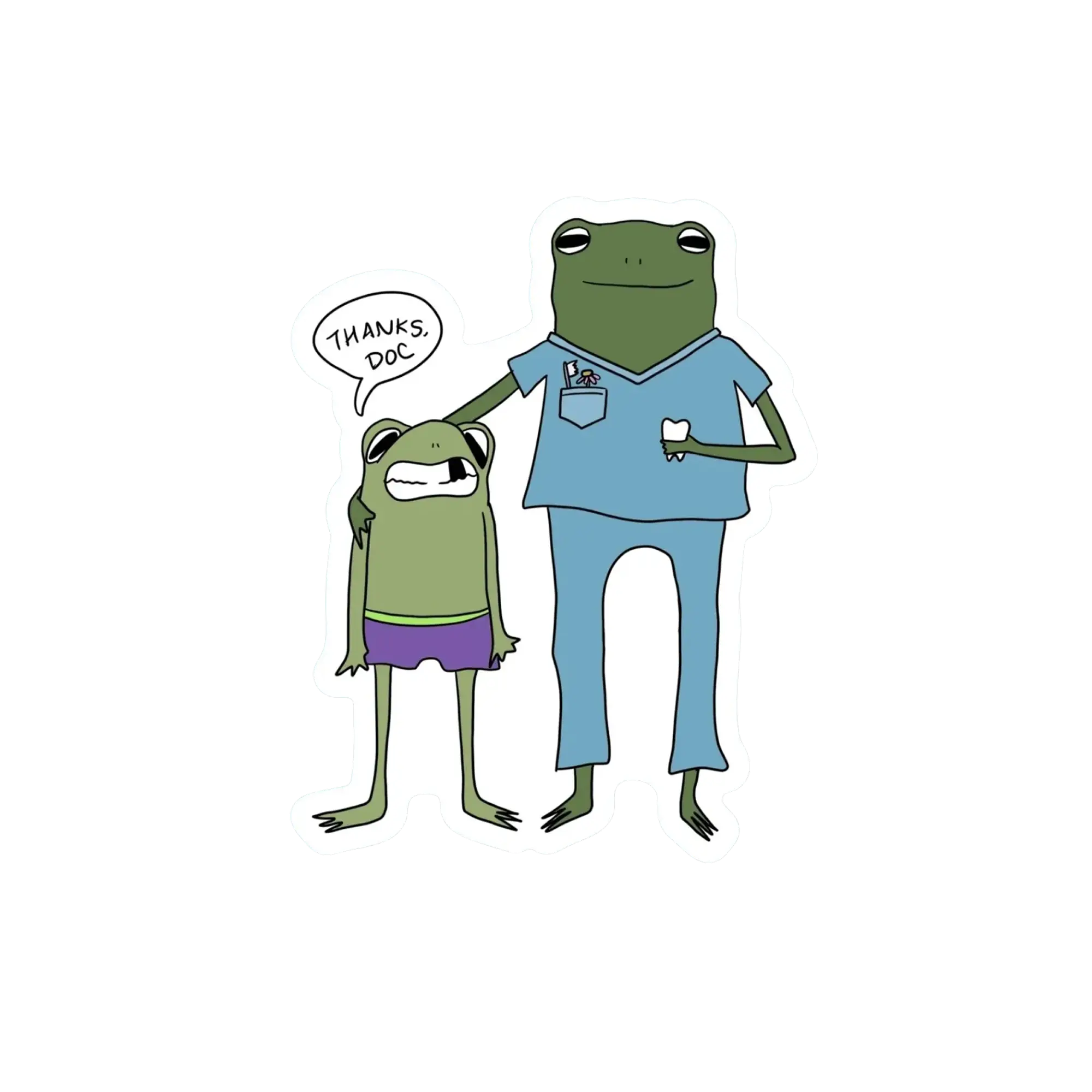 THANKS DOC DENTIST FROG STICKER