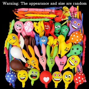 Set of 52 Colorful Balloons, Long Ears Rabbit Head Design, Various Styles, Bright Colors, Made of Emulsifier Material, Fun and Entertainment