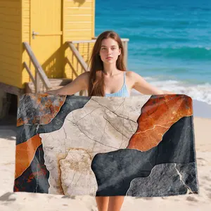 A Single Ultra-Soft Beach Towel Featuring a Cracked Textured Stone Slab Design, Ideal for Mother'S Day Gifts. This Quick-Dry Microfiber Towel Is Perfect for Sports, Travel, Swimming, And Yoga, Making It an Excellent Accessory for The Beach