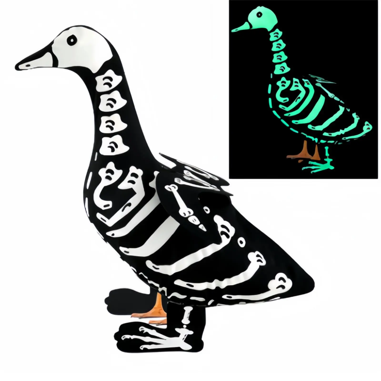 Halloween Porch Goose Outfits Glow in the Dark Skeleton Pumpkin Costume Clothes Accessories for 23'' Plastic/ Cement Goose Statue, Halloween Outdoor Patio Yard Lawn Decoration