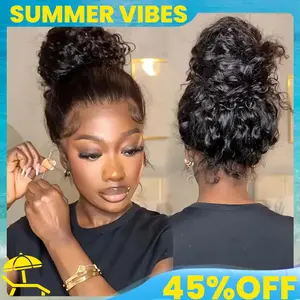 [Flash Sale:22" Deals(20" Same Price)] Ashimary Water Wave Invisi-Strap Snug Fit 360 Skin Lace Frontal Human Hair Wig Bleached Knots With Drawstring#Summervibes