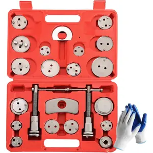 24PCS Disc Brake Caliper Tool Kit| Heavy Duty Disc Brake Piston Caliper Compressor Rewind Tool Set for Brake Pad Replacement Reset, Fits Most American European Japanese Autos (Red)
