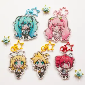Hatsune Miku, Sakura Miku, Kasane Teto, Kagamine Rin, Kagamine Len Vocaloid Acrylic Charm Keychains, Cute Anime Keyring, Gift for Fans, Collectible Merch