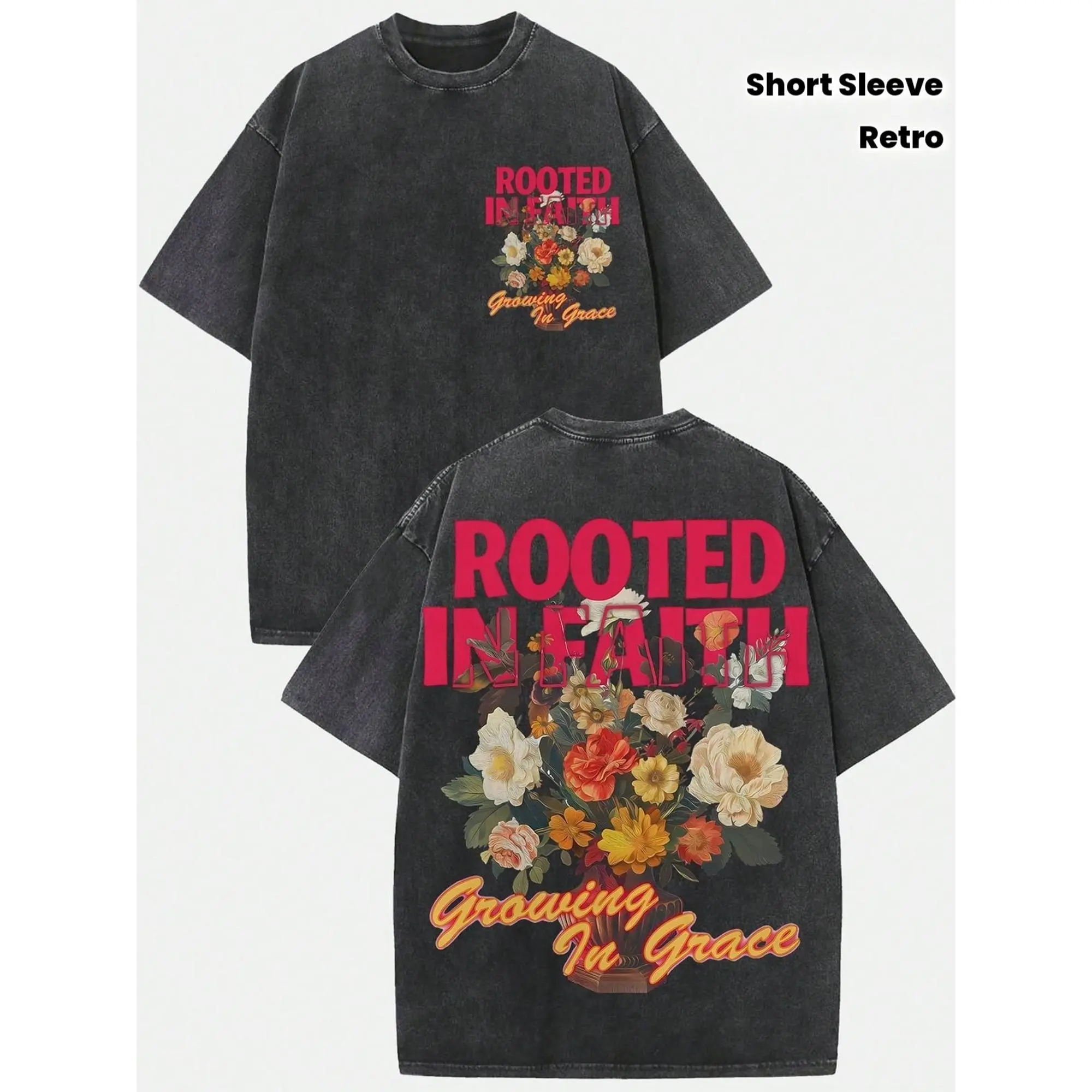 Women'S Vintage Washed 230gsm Heavyweight T-Shirt | Soft Crew Neck Short Sleeve with Retro Graphic & Letter Print, Casual Summer Top, Breathable Layerable