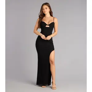 Wendy Mesh Corset Slit Formal Dress