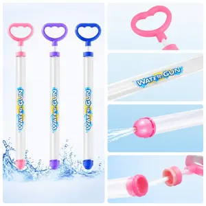 Summer Fun 3-Pack Pull-String Water Gun Toy, Water Blasters, Lightweight Durable Transparent Hose Design, Essential for Kids 3+ Outdoor Pool Beach Play, No Battery Needed