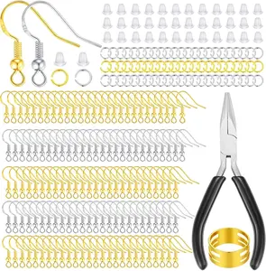 MAIBAOTA Earring Hooks for Jewelry Making, 602 Pcs Earring Making Supplies, 925 Silver and Gold Plated Earring Making Kit, Earring Findings, Jump Ring, Earring Back, DIY Jewelry Making