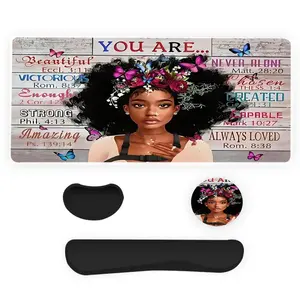 Portrait Art Design Mouse Pad & Keyboard Wrist Rest & Coaster Set, 4 Counts/set Ergonomic Wrist Support, Waterproof Computer Mat, Suitable for Home Office Gaming