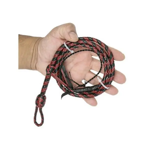 Pocket Mini Whip - Black & Red Leather Leather 6 Plait - 3ft Handmade