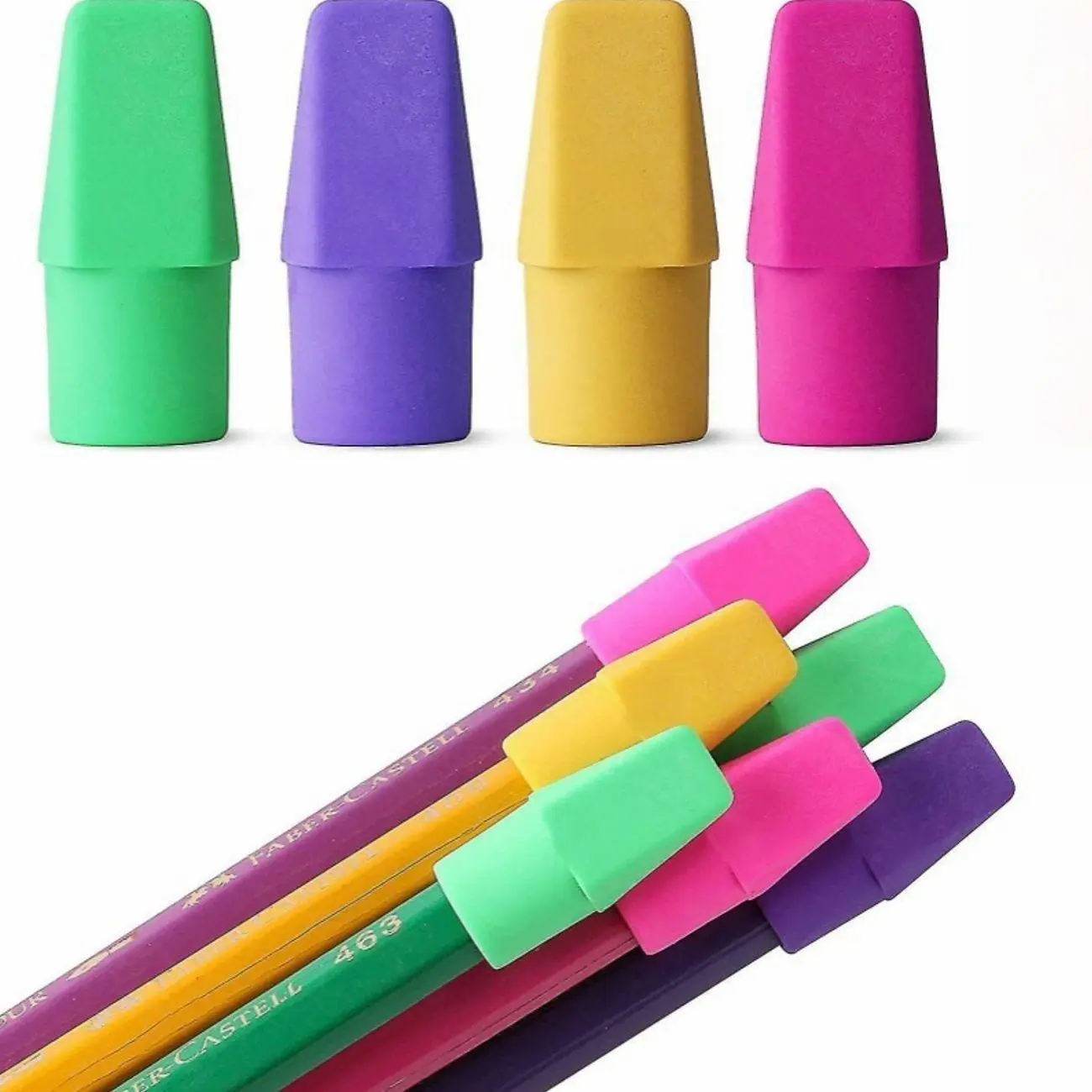 Pencil Top Eraser Caps Soft Rubber Correction Tool Colorful Assorted Pack for Students Office Supplies 30 Pieces