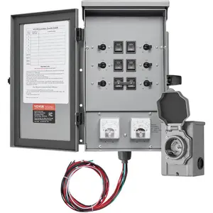 VEVOR Manual Transfer, 30 - Amp 10 - Circuit, Prewired Generator Transfer Kit with NEMA L14 - 30P Power Inlet Box, Double - Throw, NEMA 3R, Mechanical Watt Meter, for 7500W GeneratorsVEVOR Super Brand Day