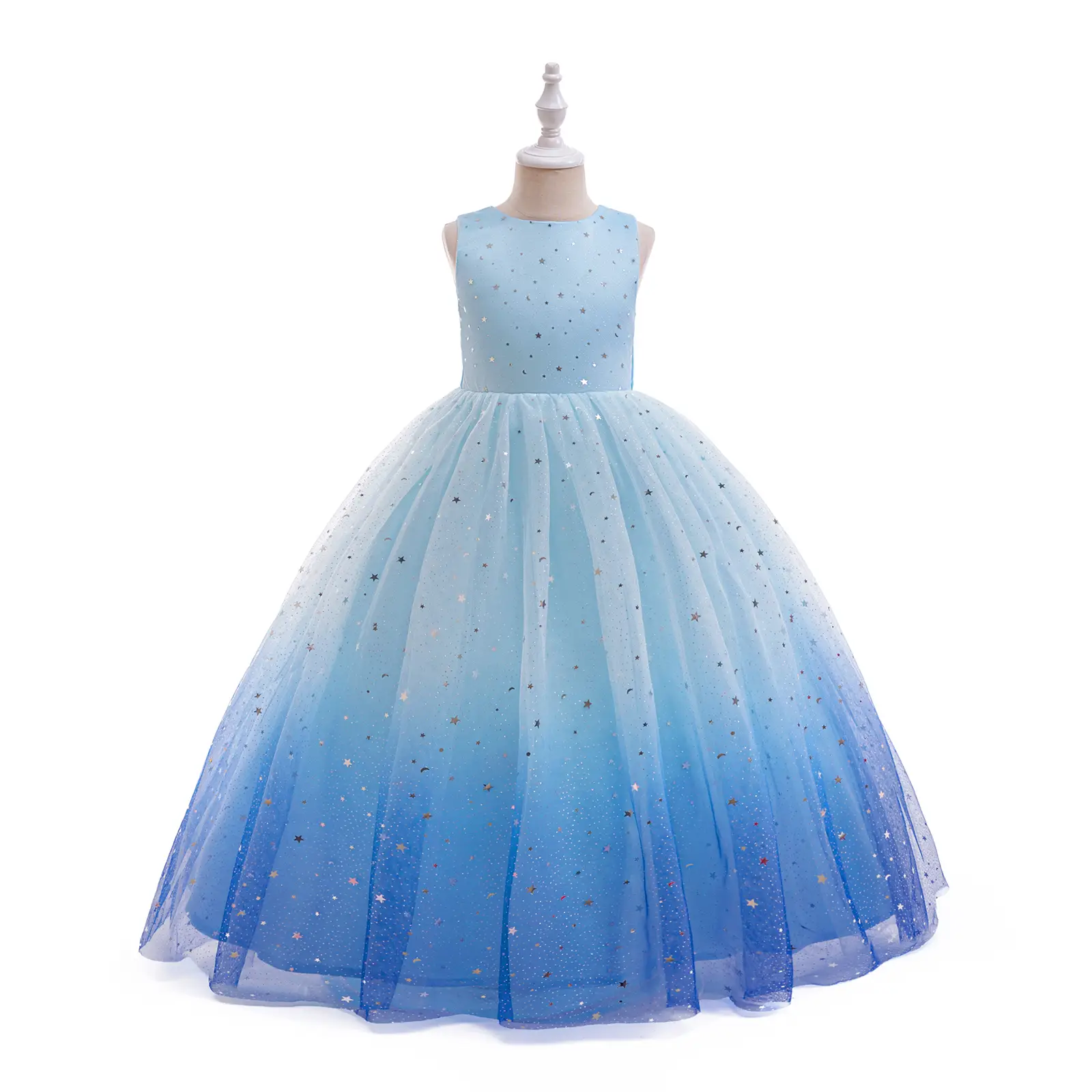 New Design Flower Girls Tulle Dress Bridesmaid Birthday Kids Prom Pageant Fancy Sleeveless Teenage Luxury Princess Elegant Backless Girls Dresses Spar