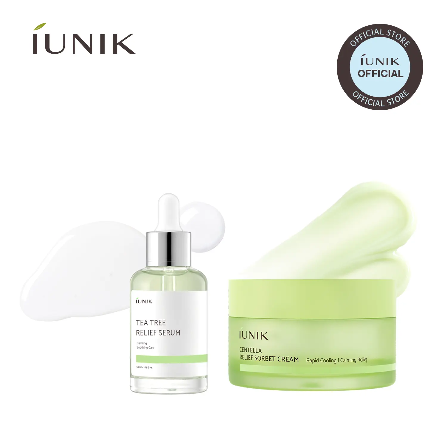 [IUNIK Official] Instant Soothing Relief Care Duo |  Tea Tree Serum + Centella Sorbet Cream