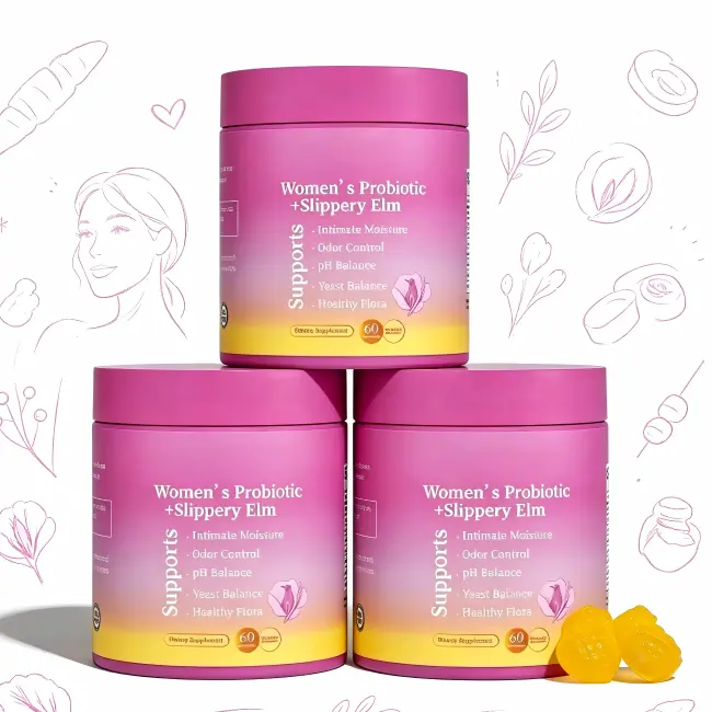 Her Juicy Hawaiian Pineapple Women’s Probiotic Gummies 60ct | Slippery Elm & Prebiotics Blend, Supports Feminine pH Balance, Intimate Moisture, Comfort & Gut Digestive Health